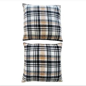 Set of Plaid Decorative Rustic Themed Down Filled Throw Pillow Set